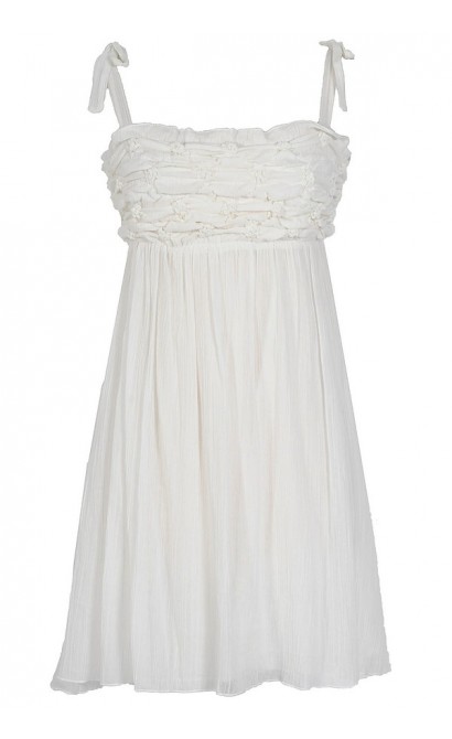 Not Tied Down Ivory Scrunch Dress